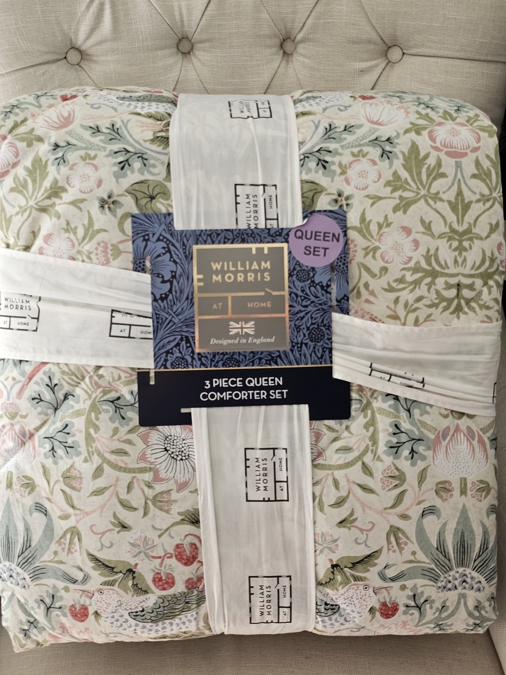 William Morris Strawberry Thief Summer Comforter Set 3 Pc